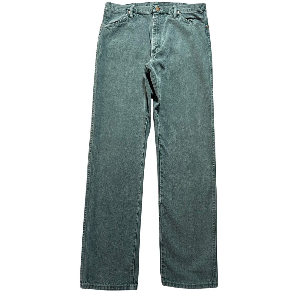 VTG Wrangler Jeans 35x36 (Fit 34x34) Green Straight Leg USA Made 13MWZ 80s 90s